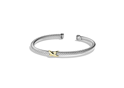 Two Tone Plated Twisted X Bracelet